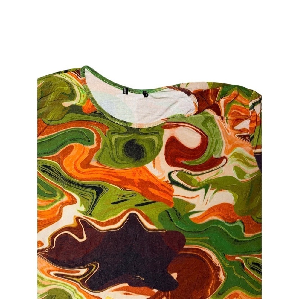 Boohoo Bodysuit Top Womens Plus Size 24 Swirl Print Long Sleeve Multicolor boho - Picture 3 of 6